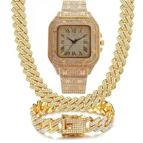 Crystal  watch  sett   for  men 3PC